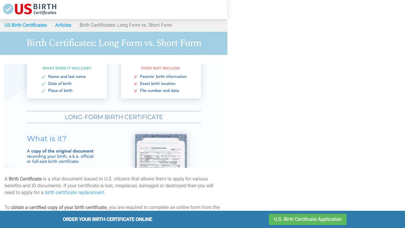 Birth Certificates: Long Form vs. Short Form