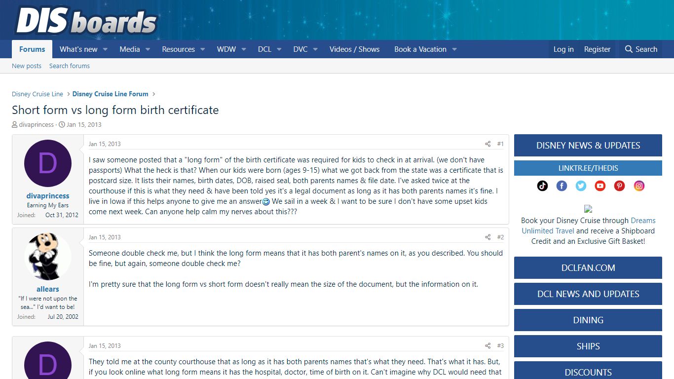 Short form vs long form birth certificate - DISboards.com